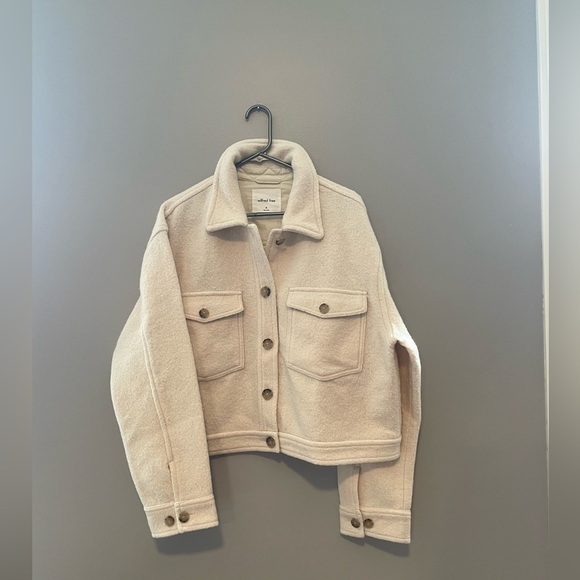 NWT Wilfred Ganna Cropped Jacket XL Heather Light Oatmeal - Picture 4 of 7